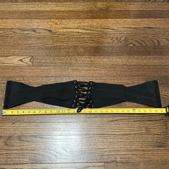 Elastic Women’s Wide Band Retro High Waist Black Corset Zip and Lace Up Belt - Picture 6 of 10